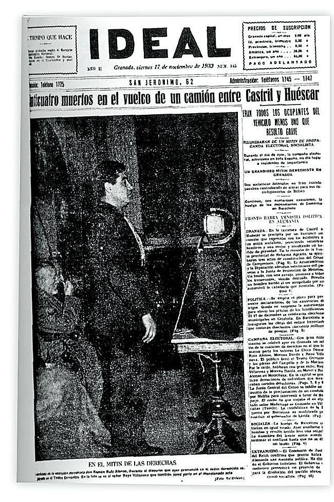 Foto de Ruiz Alonso durante un mitin, que apareció en la portada de IDEAL.