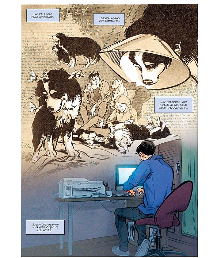 Imagen secundaria 2 - Munuera en la plaza de San Bartolomé, la dedicatoria del cómic y una página del tebeo. 