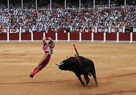 'El Fandi' durante una suerte de banderillas.