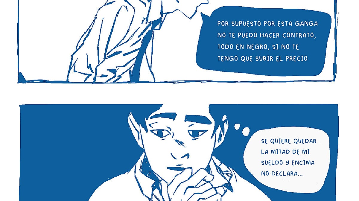 «Sin ver el piso y en negro»