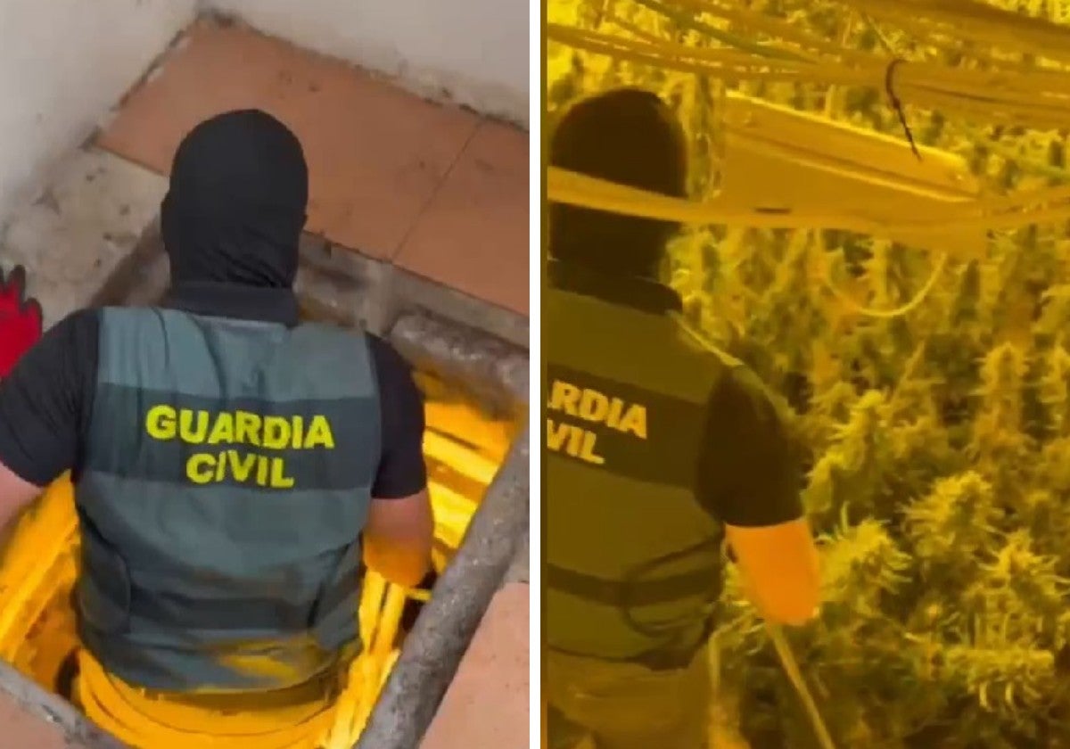 La Guardia Civil descubre un zulo lleno de marihuana en Albolote que ha dañado la vivienda colindante
