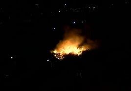 Incendio en una zona de cañaveral de Loja este domingo de madrugada.