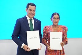 El presidente andaluz, Juanma Moreno, ayer con su homóloga de Cantabria, María Saénz de Buruaga.