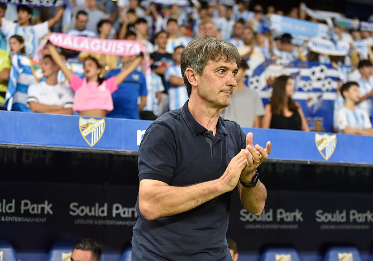 Pacheta, durante el derbi en La Rosaleda.