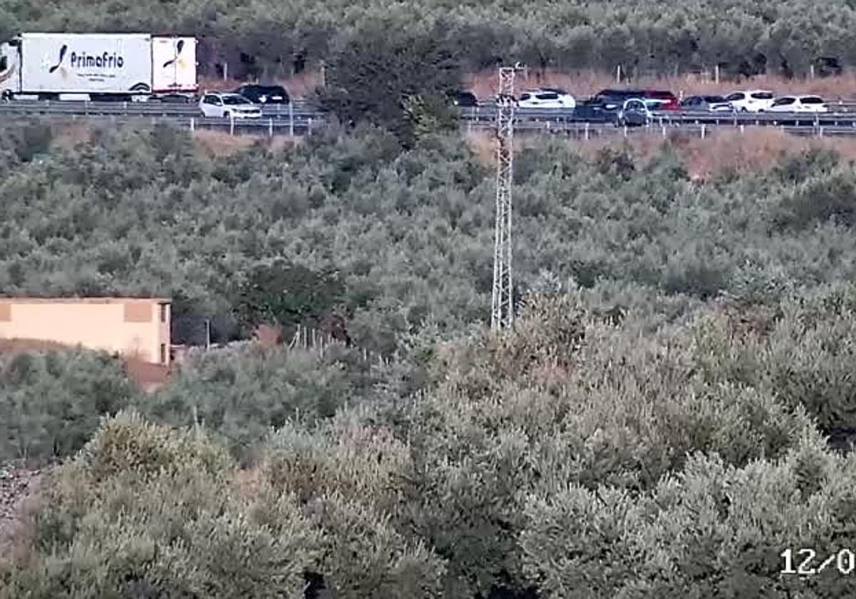 Colapso en la A-92 por un accidente este viernes.