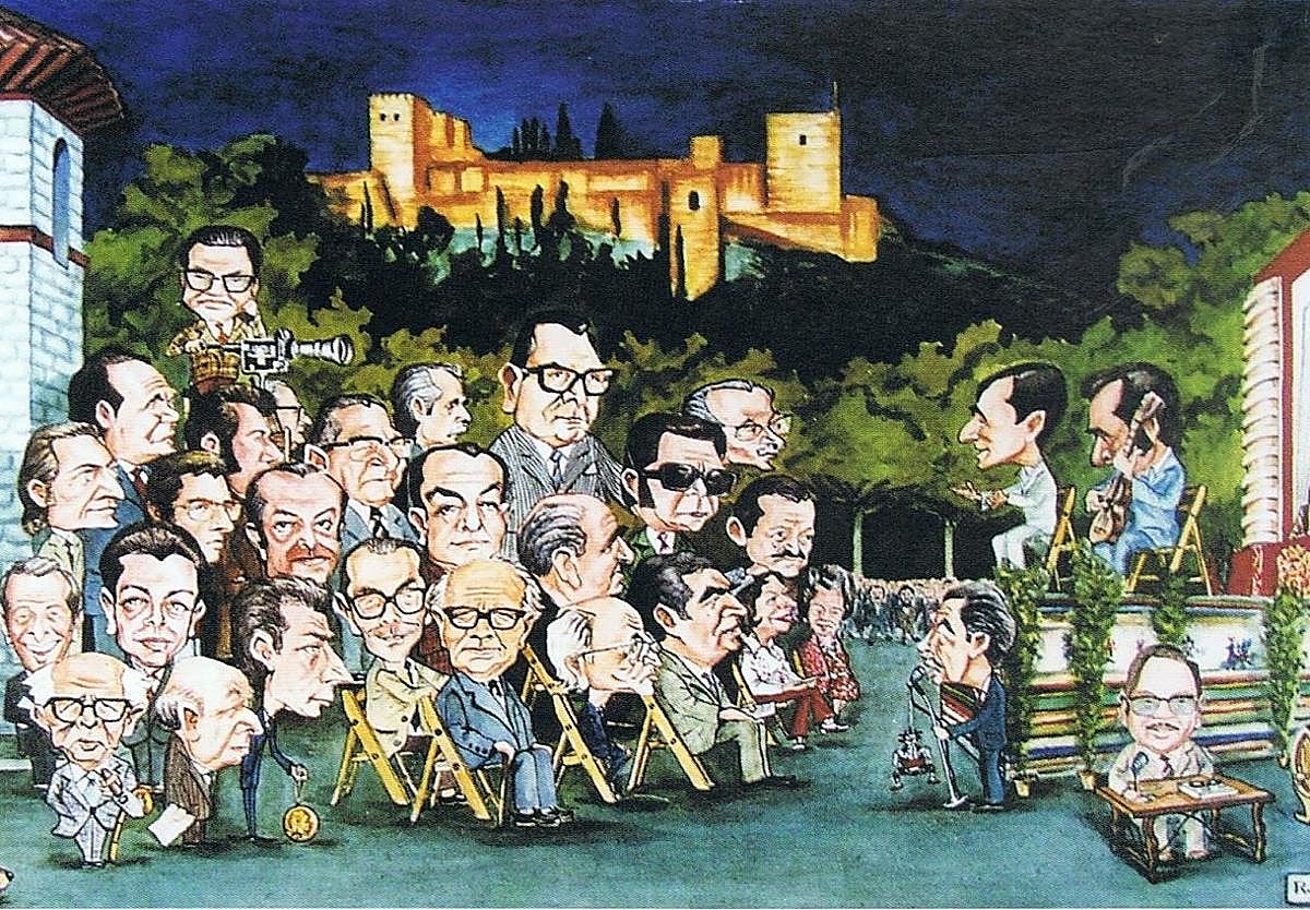 Caricatura de Rafael Vega del Cincuentenario del Cante Jondo en San Nicolás.