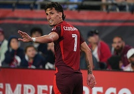 Corbeanu, en el partido disputado ante el New England.