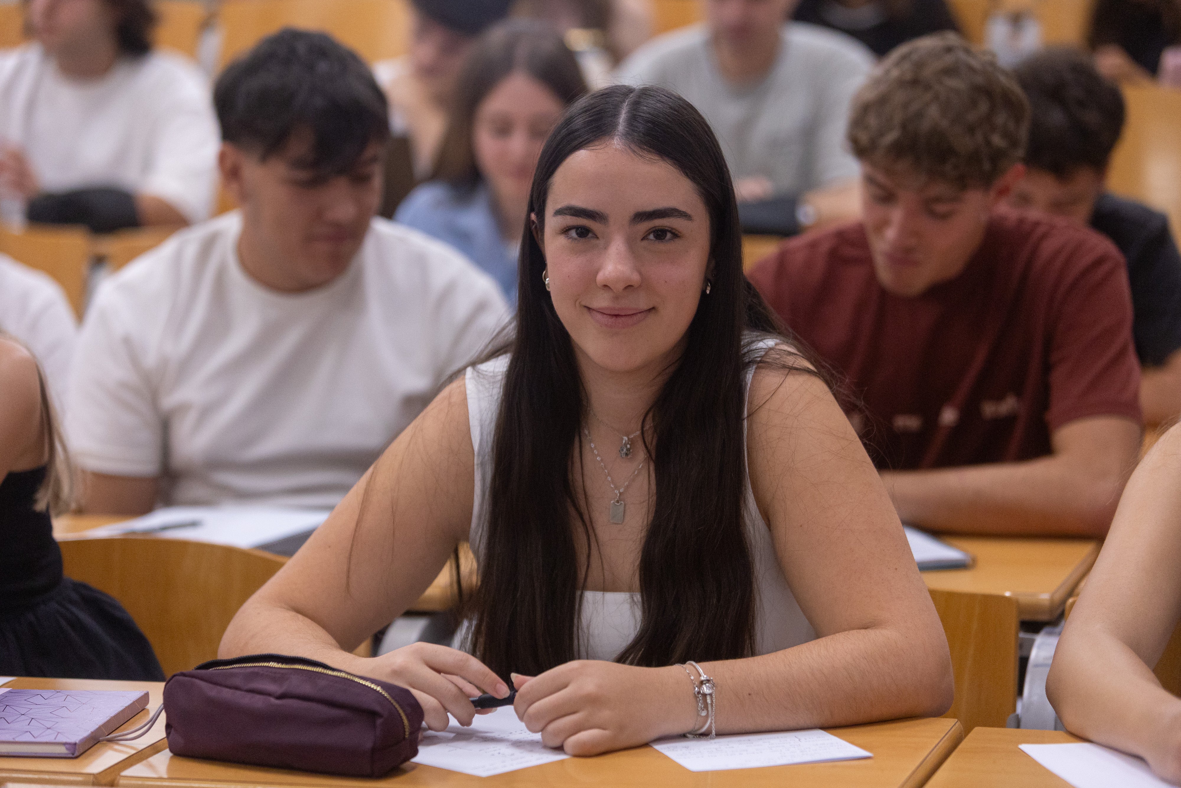 Elsa García, en clase ayer.