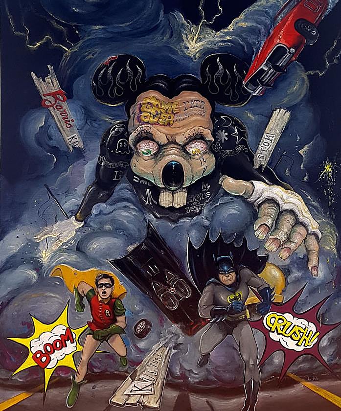 Imagen secundaria 2 - De Patricio a lo Marty McFly, a Batman y Robin huyendode Mickey, pasando por unsos payasos muy a la Watchmen. 