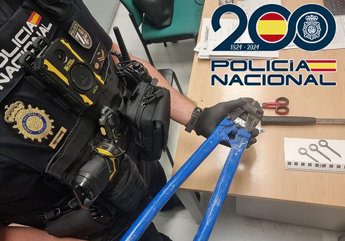 Objetos intervenidos por la Policía Nacional a los supuestos ladrones