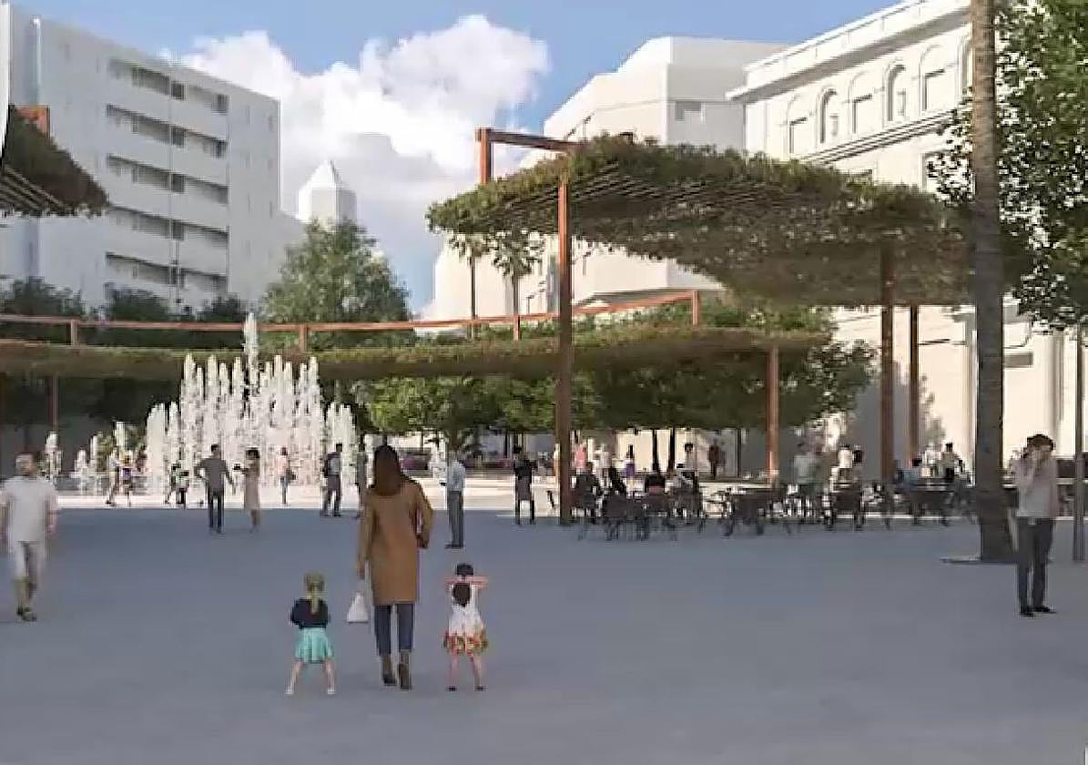 Imagen proyectada de la futura plaza de la Constitución.