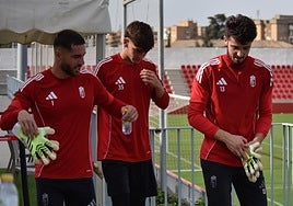 Luca Zidane, Carlos Guirao y Ander Astralaga salen a entrenar.