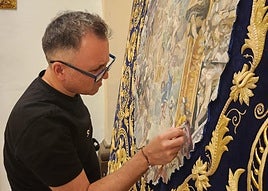 Esmalte y óleo en la nueva 'gloria' del palio de la Virgen del Mayor Dolor