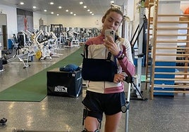 Ana Alonso se fotografía ya en el gimnasio del CAR de Sierra Nevada.