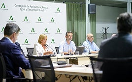 El consejero de Agricultura, Pesca, Agua y Desarrollo Rural, Ramón Fernández-Pacheco, antes de comenzar este espacio de encuentro.