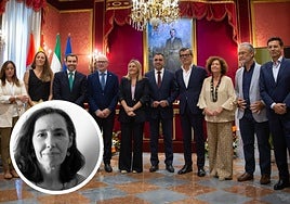 El Consorcio Granada Ciudad Europea de la Cultura, este martes en el Ayuntamiento (en la imagen, abajo a la izquierda, Pilar Tassara).