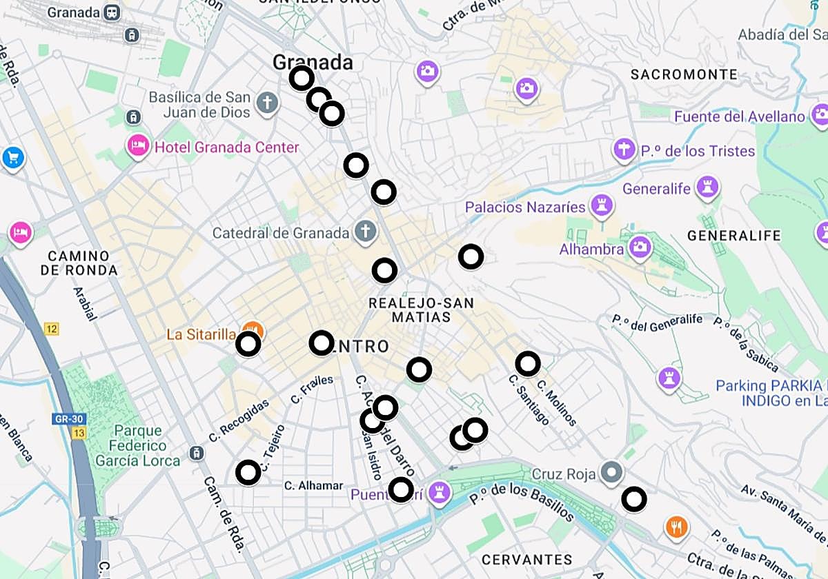 El mapa con los puntos a visitar.