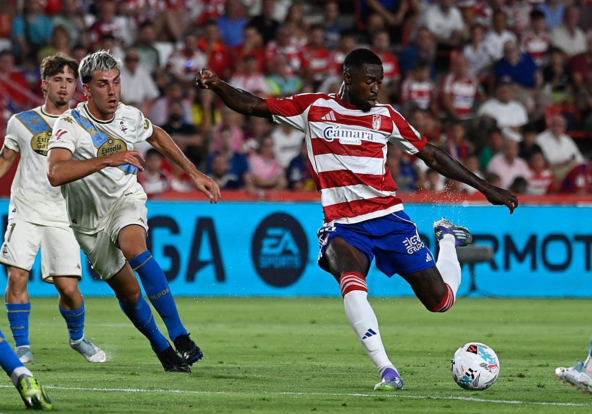 Hongla, en el partido ante el Deportivo.