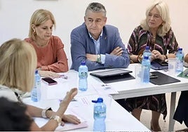 Antonio Sanz se ha reunido en la tarde de este viernes con la presidenta de la Asociación de Mujeres Mastectomizadas (AMMA) de Jerez, María José López.