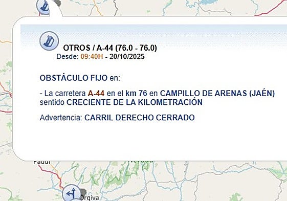 Cortado un carril de la A-44, a su paso por Campillo de Arenas, tras el incendio de un autobús sin heridos