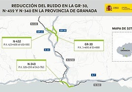 El Gobierno aprueba pantallas acústicas y nuevo pacimento en la Circunvalación de Granada, la N-432 y la N-340.