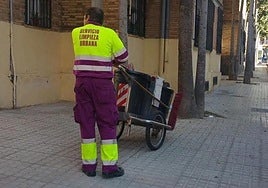 Un operario del servicio de limpieza urbana de Almería.