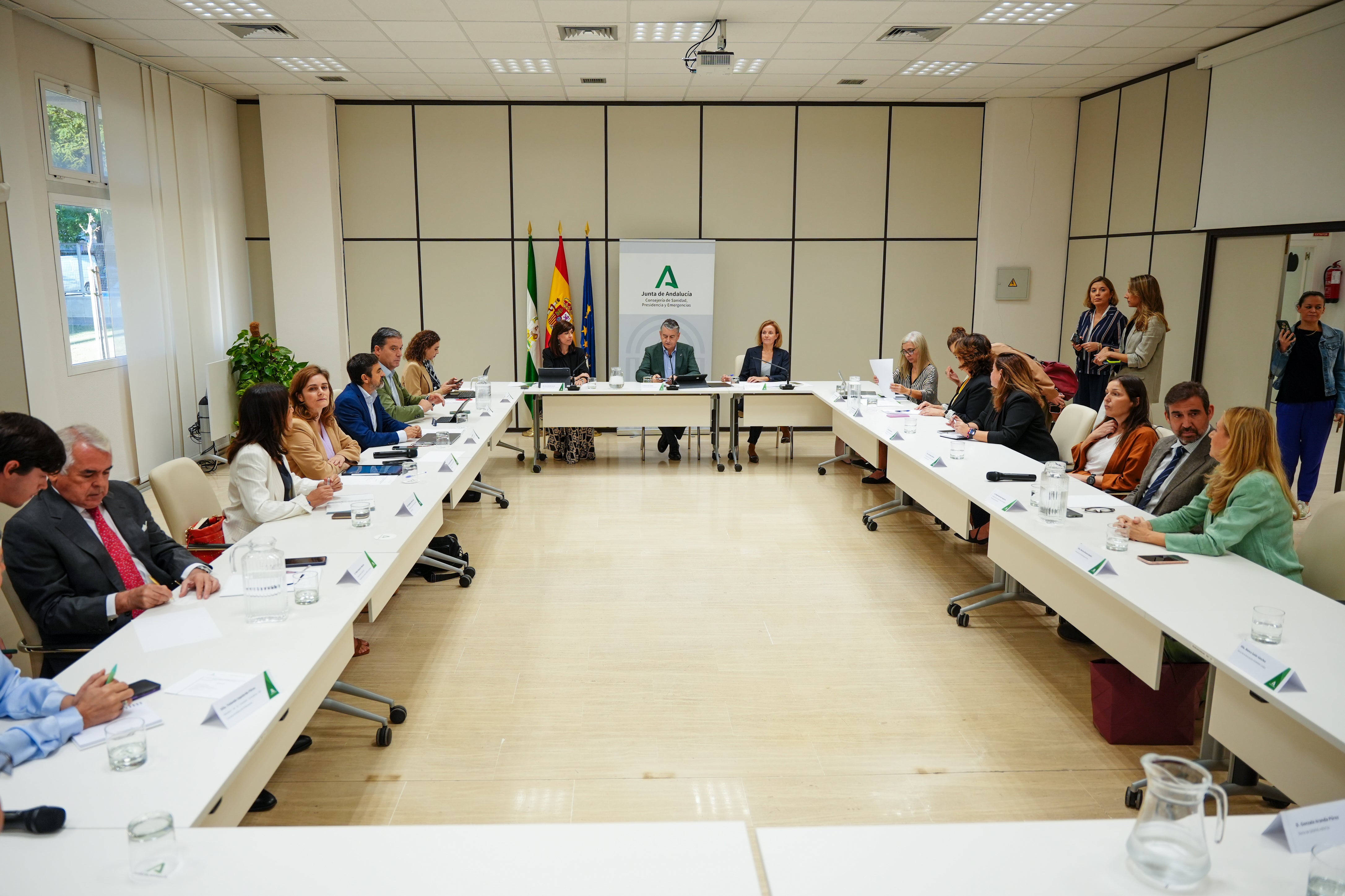 Un momento de la reunión, celebrada este viernes en la Consejería de Sanidad.