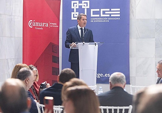 Gerardo Cuerva durante su intervención este lunes en el desayuno empresarial en la CGE.