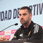 El entrenador del Zaragoza, Rubén Sellés, en una rueda de prensa.