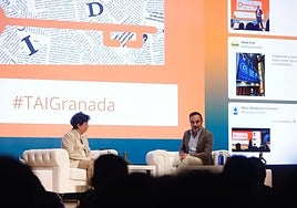 Asunción Gómez-Pérez, que ocupa el sillón Q en la Real Academia de la Lengua y es experta en Inteligencia Artificial, y Quico Chirino, director de IDEAL.