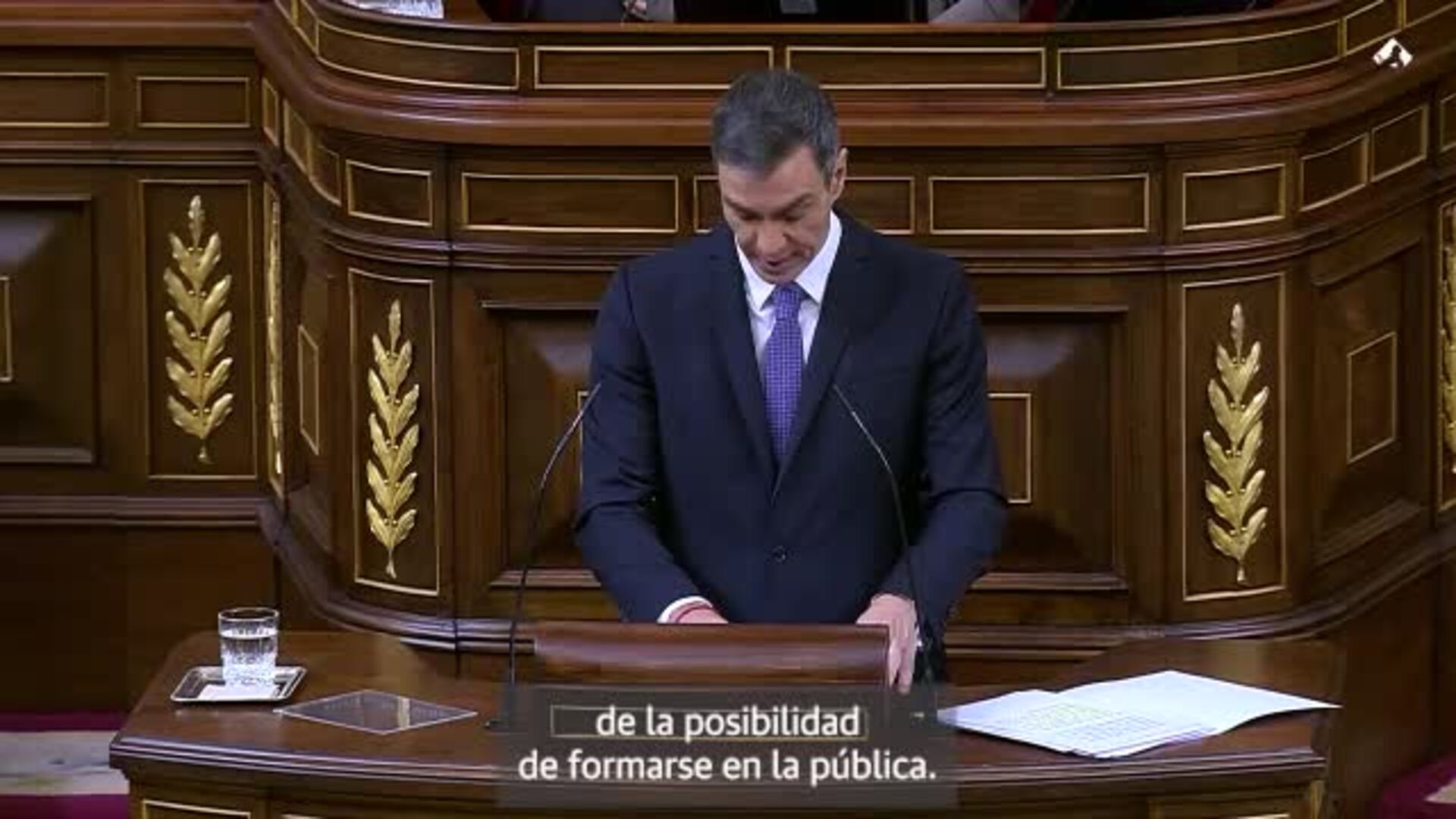Pedro Sánchez habla en el congreso sobre la privatización de la educación en Andalucía