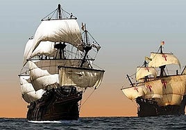 Imagen de archivo de dos barcos veleros.