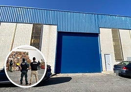 Nave en la que entró la Guardia Civil, en el polígono Juncaril.
