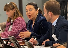 Eurodiputada del Partido Popular Carmen Crespo, durante su intervención.