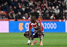 Diallo se lamenta en el césped de Los Cármenes.