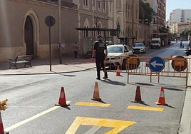 Imagen de archivo del primer día de desvíos de tráfico en las obras de Puerta Purchena.