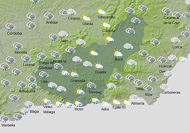 Pronóstico de la Aemet para el viernes a mediodía.