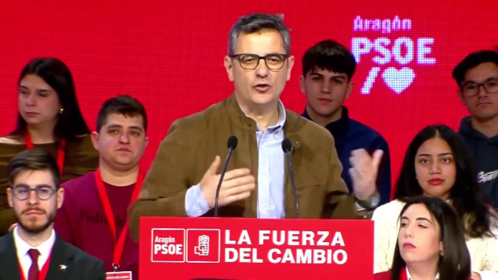 Bolaños rechaza "las políticas de retroceso de Azcón" y espera que vaya "a la oposición"