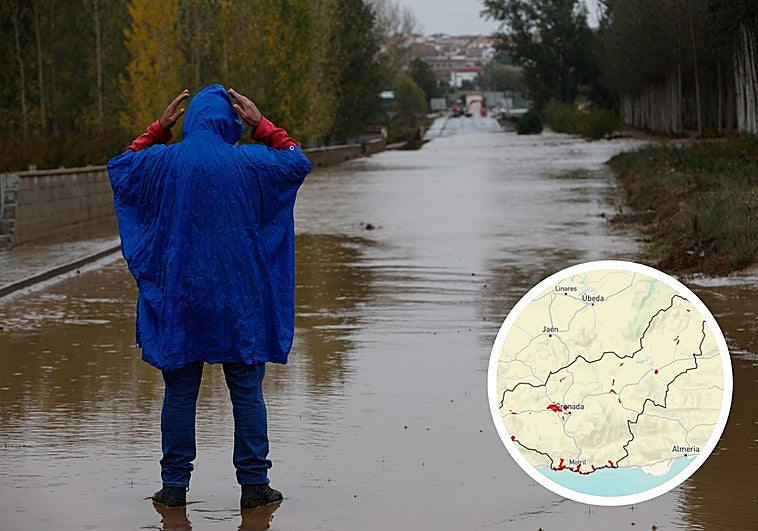 Los 40 pueblos de Granada con zonas en riesgo de sufrir inundaciones por la borrasca Leonardo