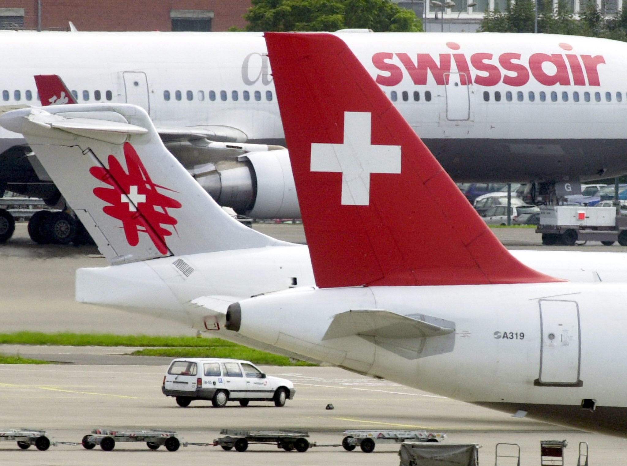 Aviones de Swissair en el aeropuerto de Ginebra. 