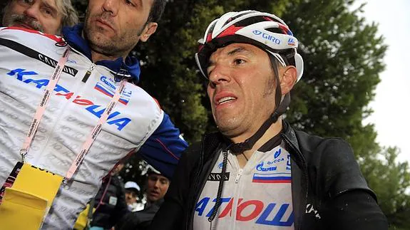 Rodríguez, cariacontecido tras acabar la etapa. 