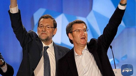 Mariano Rajoy y Alberto Núñez Feijóo, en Vigo.