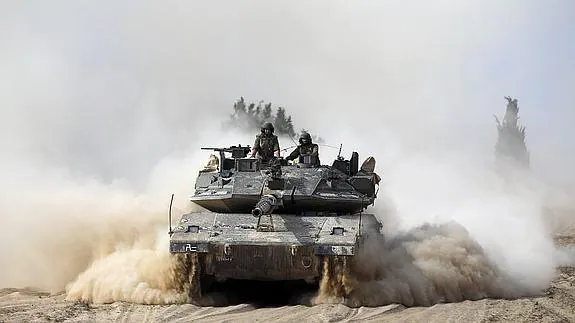 Un tanque israelí al sur de Gaza. 