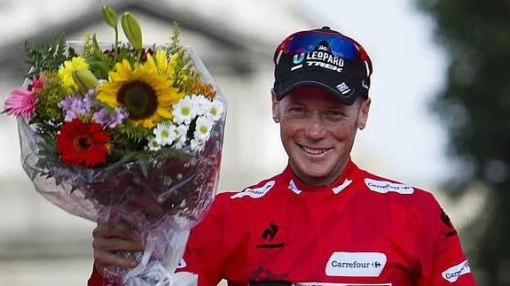 Horner celebra su victoria en la Vuelta. 