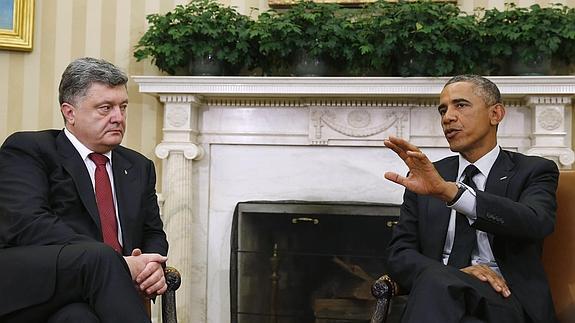 El presidente de EE UU, Barack Obama, durante una reunión con su homólogo ucraniano, Petró Poroshenko