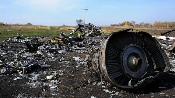 Imagen del avión de Malaysia Airlines,derribado en Ucrania.  