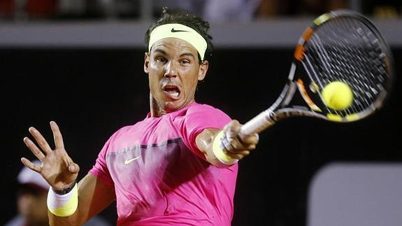 Nadal, durante su partido ante Fognini. 