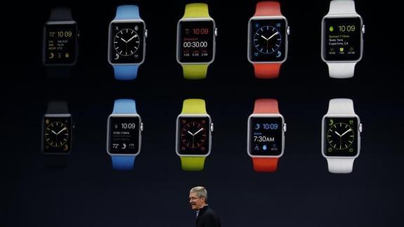 Tim Cook, durante la presentación del Apple Watch.