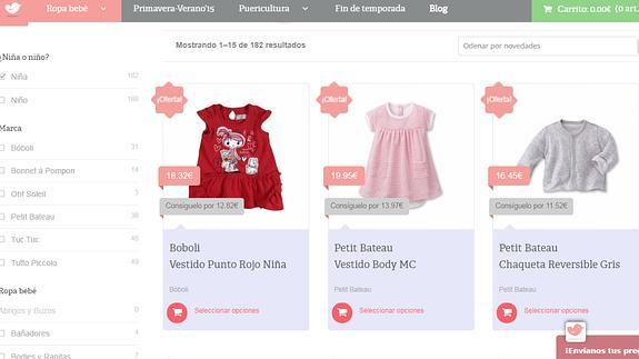 La plataforma online ofrece productos para niños de hasta 24 meses.