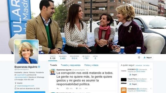Perfil en Twitter de Esperanza Aguirre.